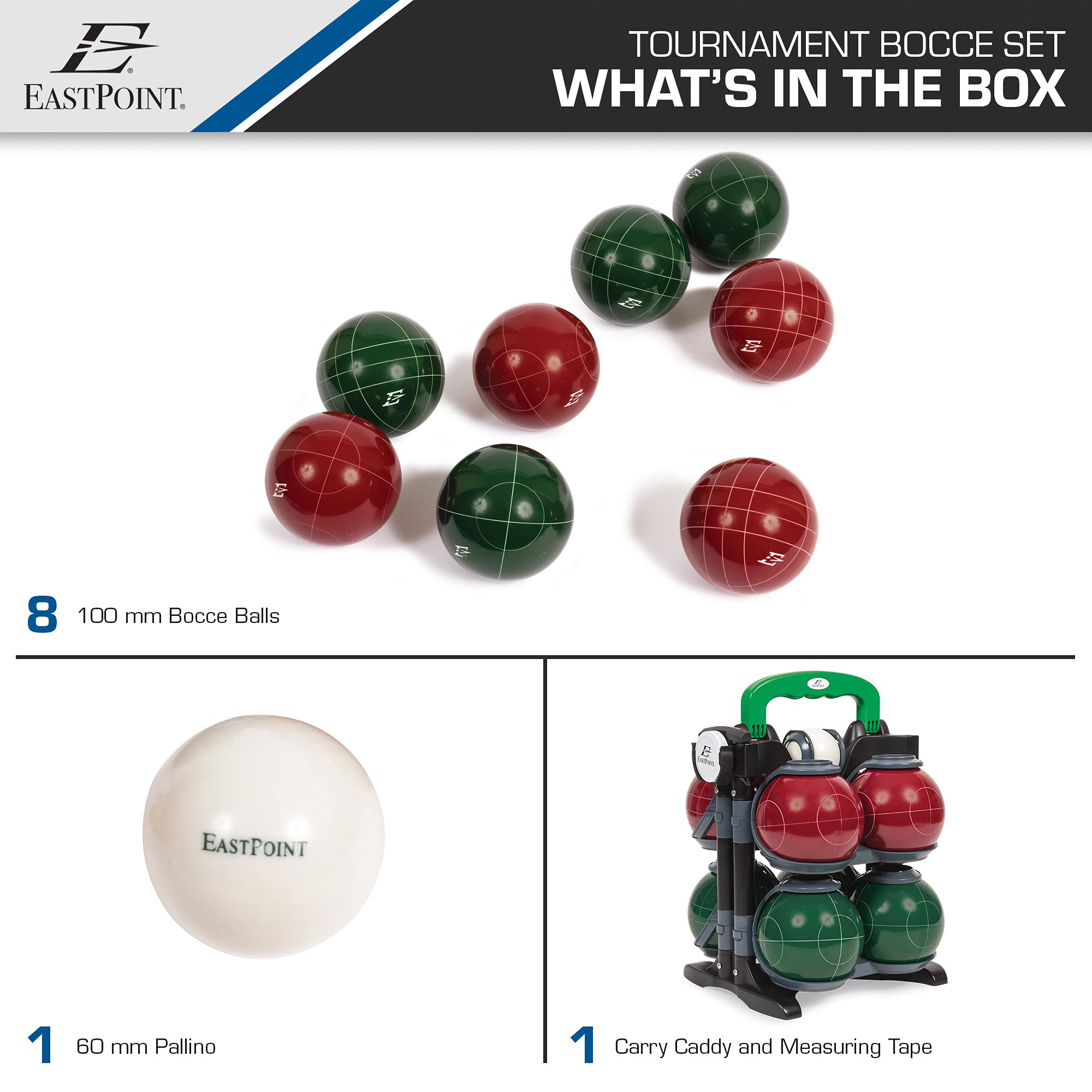 Eastpoint Sports Resin Bocce Ball Set- Features Deluxe Carry Case and All Accessories; Outdoor Fun for Kids, Teens and Adults