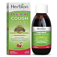 Herbion Naturals Cough Syrup for Children - 5fl oz - Good Tasting Supplement with Natural Honey and Cherry Flavor, Helps Relieve Cough, Promotes Healthy Lung Function, Immunity, For Kids 13 and above.