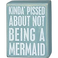 Primitives by Kathy 30835 Beach-Inspired Blue Mermaid Wood Box Sign, 4