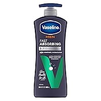 Vaseline Men Fast Absorbing 3-in-1 Face, Hands & Body Lotion for Men, For Dry Skin, Absorbs in Just 15 Seconds for Moisturized Skin 20.3 oz