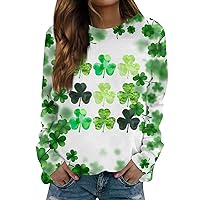 Women St. Patrick's Day Sweatshirt Women Sweatshirt Women Shamrock Shirt Clover Long Sleeve Casual Trendy Irish Shirts