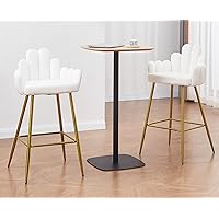 EALSON Velvet Bar Stools Set of 2 Modern Bar Height Barstools with Back and Gold Metal Legs Comfy Upholstered Tall Bar Chairs for Kitchen Island/Breakfast Bar/Pub, 30 Inch Cream