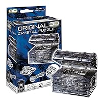 Bepuzzled Original 3D Crystal Puzzle - Treasure Chest, Black - Fun yet challenging brain teaser that will test your skills and imagination, For Ages 12+