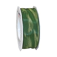 C.E. Pattberg Lyon Wired Taffeta Ribbon, Moss Green, 40 mm-25 m