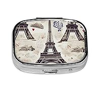 French Paris Tour Eiffel Tower Pill Box 3 Compartment Metal Pill Case for Purse & Pocket Portable Medicine Organizer Mini Travel Pillbox Weekly Pill Container