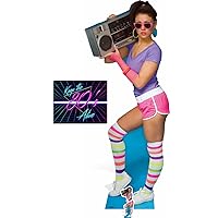 Fan Pack - 1980s Neon Boombox Girl Lifesize and Mini Cardboard Cutout / Standee / Standup - Includes 8x10 Star Photo