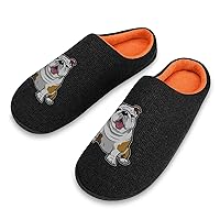 English Bulldog Cute Men's Knitted Cotton Slippers Soft Comfort Warm House Casual Shoes