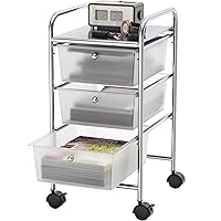 Simple Houseware Utility Cart with 3 Drawers Rolling Storage Art Craft Organizer on Wheels