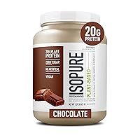 Chocolate Vegan Protein Powder from Isopure, with Monk Fruit Sweetener & Amino Acids, Post Workout Recovery, Sugar Free, Plant Based, Organic Pea Protein, Dairy Free, 22 Servings (Packaging May Vary)