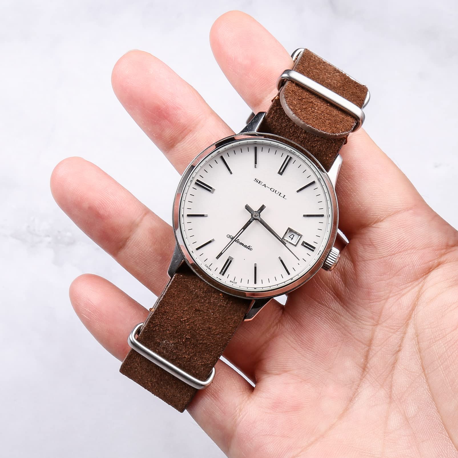 torbollo Suede Leather Watch Band, Style One-Piece Military Watch Strap Vintage Tone 18 20 22mm Replacement Wrap for Men Women