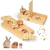 Guinea Pig Foraging Toy Wooden, Enrichment Foraging Toy for Hamster, Bunny, Rat, Chinchilla or Other Small Animals, Interactive Hide Treats Puzzle Snuffle Game, Mental Stimulation Toy, 2 Pack