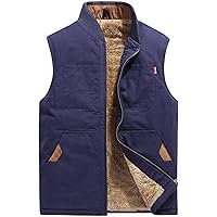 Flygo Mens Winter Warm Outdoor Utility Hunting Work Quilted Lined Canvas Vest