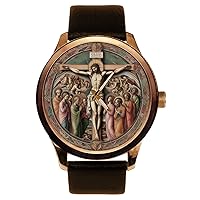 Jesus Christ Our Saviour in Heaven with The Saints, Solid Brass Mens Dress Watch