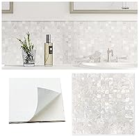 Peel and Stick Backsplash Mother of Pearl Tile, Self-Adhesive Natural Nacre Shell Seamless 12” x 12” Mosaic for Kitchen Backsplash Home Decor (Ivory White, 5 Sheets/Box, 5 sq.ft.)