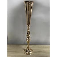 Gold Metal Trumpet Vase Decorative Centerpieces, 34.6 Inches Tall, 10 Pieces