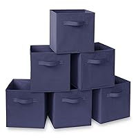 Casafield Set of 6 Collapsible Fabric Cube Storage Bins, Navy Blue - 11