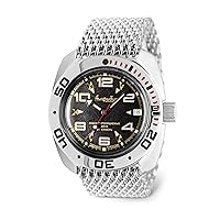 Vostok | Amphibian Automatic Self-Winding Russian Diver Wrist Watch | WR 200m | Amphibia 710335 | Black Dial 40mm Mechanical Watch | Luminous dots