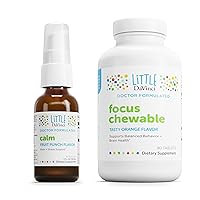 Little Children’s Bundle: Calm (Fruit Punch, 1oz) & Focus Chewable (Orange, 90 Tabs) - Helps Support Brain Health & Sleep for Kids*