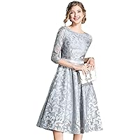 XINUO Women Dresses Fall Vintage Formal Floral Lace A Line Midi Tea Swing Dress Bridesmaid Evening Cocktail Party Dress