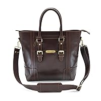 Style n Craft 392006-Men's Tote Bag with Shoulder Strap in Full Grain Leather, Dark Brown, for 13