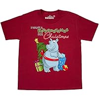 inktastic I Want a Hippopotamus for Christmas Youth T-Shirt