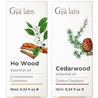 Ho Wood Essential Oil Diffuser & Cedarwood Oil for Hair Set - 100% Natural Therapeutic Grade Essential Oils Set - 2x0.34 fl oz - Gya Labs