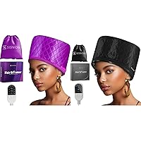 Hair Steamer For Natural Hair Home Use w/10-level Heats Up Quickly, Heat Cap For Deep Conditioning - Thermal Steam Cap For Black Hair, Great For Deep Conditioner (Black + Purple)