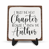 Funny Wooden Sign Decor, I Trust Chapters Because I Know The Author Wood Plaques With Support, Home Office Decoration Gifts For Men, Father, Friends Coworkers -B12