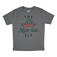 Youth The Nice Ish Elf T Shirt Funny Good Behavior Xmas Elves Joke Tee for Kids
