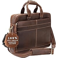 Full Grain Leather Briefcases For Men, Handcrafted Leather Laptop Bag For Men, Our Leather Bags For Men Come In A Beautiful Gift Box, Perfect Christmas Gifts For Men, Brown, Fits 15.6