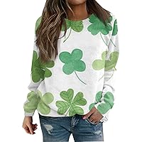 Plus Size 3/4 Sleeve Workout Top Woman Stylish St Patrick's Day Cool Loose Tees Womens Crewneck