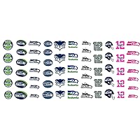 Sports Team for The 12th Man Seattle Waterslide Football Nail Art Decals - Salon Quality! …