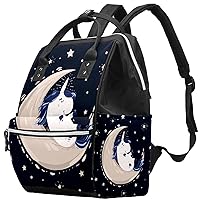 Unicorn Sleep on Moon and Stars Diaper Bag Backpack Baby Nappy Changing Bags Multi Function Large Capacity Travel Bag
