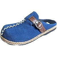 (Blue) Hemp Fabric Unisex Shoes Sandals Mule