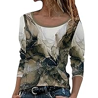 Loose Fitting Tops for Women Women Long Sleeve Pullover Top Ink Painting Print Fashion Casual Crew Neck T Shir