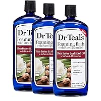 Dr. Teal's Shea Butter & Almond Oil Pure Epsom Salt Foaming Bath Gift Set (3 Pack, 34 oz ea.) - Long Lasting Bubbles Soften & Moisturize Dry Skin - Transform Any Bath into a Relaxing at Home Spa