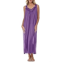 Ezi Satin Silk Nightgown For Women - Soft & Breathable Womens Sleepwear- Sexy Short Sleeves Womens Sleepwear, M - Plus Size