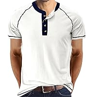 Men's Casual Henley Shirts Summer Short Sleeve Tees Lightweight Cotton T Shirt Basic Plain Tops Regular-Fit Athletic Tshirt
