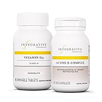 Integrative Therapeutics Bundle with Active B-Complex, 60 Capsules - Support Energy Metabolism with 8 B-Vitamins* - & Vitamin D3 125 mcg, 90 Flavored Chewables - Bone Health Support with Vitamin D3*