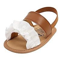 Baby Sandals Kids Ruffle Side Solid Color Slippers with Hook Children Faux Leather Comfy Beach Slippers