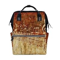 Diaper Bag Backpack Vintage Music Elements Casual Daypack Multi-Functional Nappy Bags