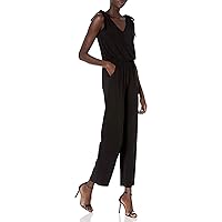 LAUNDRY BY SHELLI SEGAL Women's Matte Jersey Shoulder Tie Jumpsuit, Black, 10