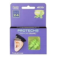 Flents Protechs Reusable Ear Plugs For Travel, Switch Filter Allows For Open And Close Mode, Reduces Pressure, 1 Pair With Case, Easy Use Soft Foam Comfort Fit, NRR 24, Green, Made In The USA
