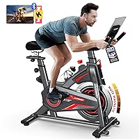 Magnetic Exercise Bike with Bluetooth, Stationary Bikes for Home with iPad Holder & Comfortable Seat Cushion, 350lbs Capacity