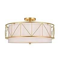 Kichler, Birkleigh 24 inch 4 Light semi Flush with Satin Etched Glass in Classic Gold, 52076CLG