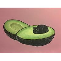 Cute Cat Wall Art-Funny The Pits Avocado Cat Poster For Birthday Gift For Cat Lover-Funky Cat Canvas Art Print Picture For Room/Bathroom/Living/Bedroom/Office/Decor