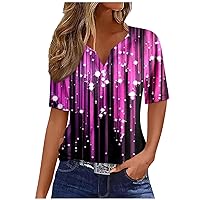 Womens N Tops V Neck Buttons Sexy Shirts Short Sleeve Dressy Blouses Geometric Print T Shirt Top Clothes