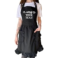 TEEAMORE Custom Ruffle Apron Kitchen Cooking Baking Grilling Cleaning Maid Costume Retro Apron with Pockets