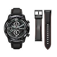 TicWatch Pro 3 GPS Smartwatch Plus Black 22mm Silicone Watch Bands strap replacement band Men's Wear OS Watch Qualcomm Snapdragon Wear 4100 Platform Health Fitness Monitor 3-45 Days Battery Life GPS N