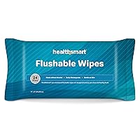 HealthSmart 24 Count Flushable Wipes, Gentle on Sensitive Skin, Easily Disintegrates, Alcohol-Free Wipes for Adults or Babies, FSA & HSA Eligible (Pack of 60, 1440 Count Total)